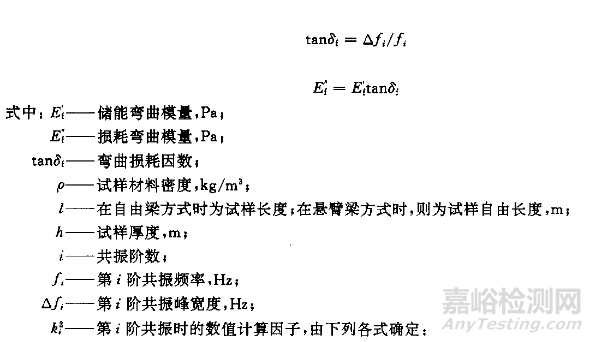 橡胶、阻尼浆的复合损耗因数测定