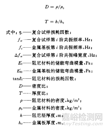 橡胶、阻尼浆的复合损耗因数测定