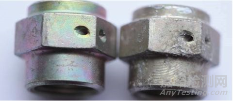 镀锌钝化45A钢外套螺母及平管嘴腐蚀失效分析