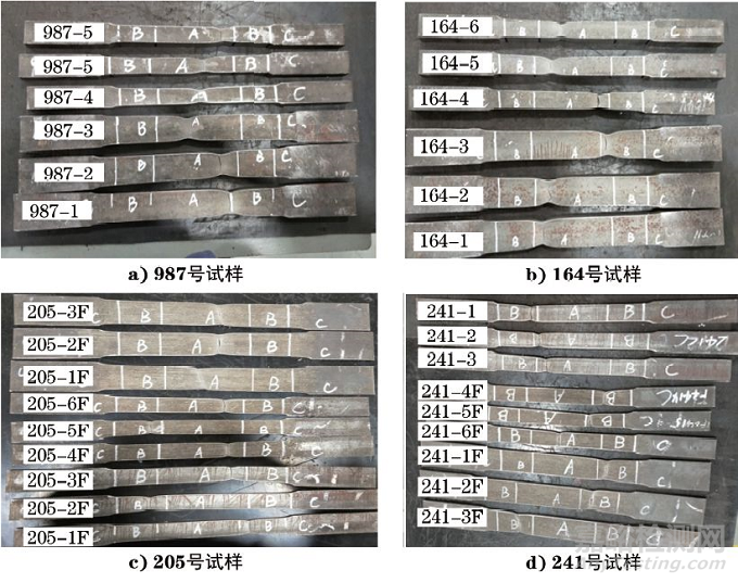 H型钢不同位置及不同类型试样对拉伸试验结果的影响