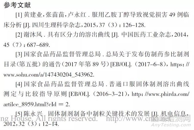 采用有区分力的溶出曲线筛选盐酸乙胺丁醇片制备工艺