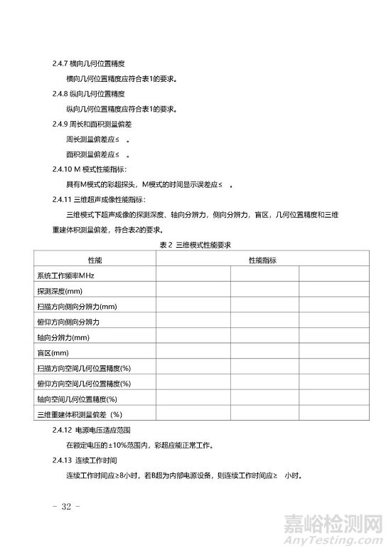 影像型超声诊断设备技术审评要点