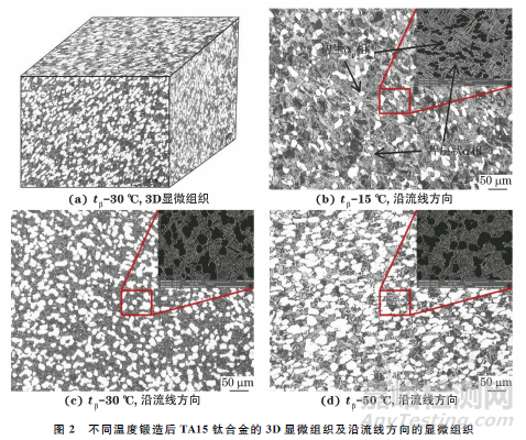 锻造温度对TA15钛合金显微组织及抗拉强度各向异性的影响