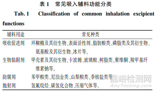 吸入制剂辅料安全性评价的共性与个性